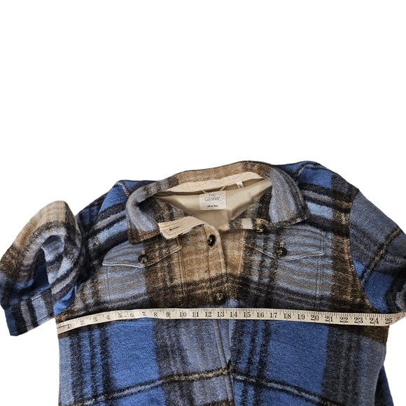 Aritzia Wilfred Ganna Jacket Wool Long Plaid Blue Brown Black Shacket Size 2XL - Picture 7 of 9